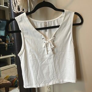 Elegant White Lace-Up Tank Top